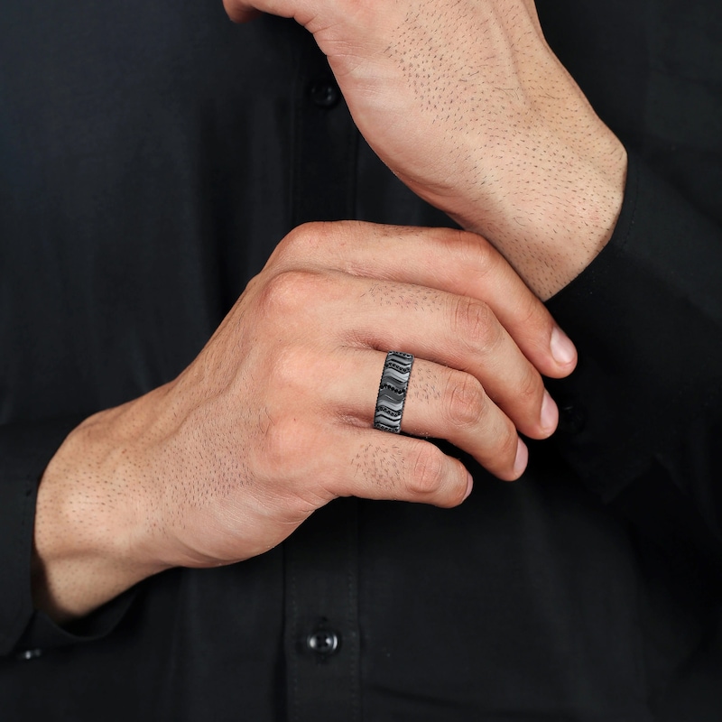 Main Image 5 of Ink & Ice Black Diamond Tire Ring 1/6 ct tw Black Rhodium-Plated Sterling Silver