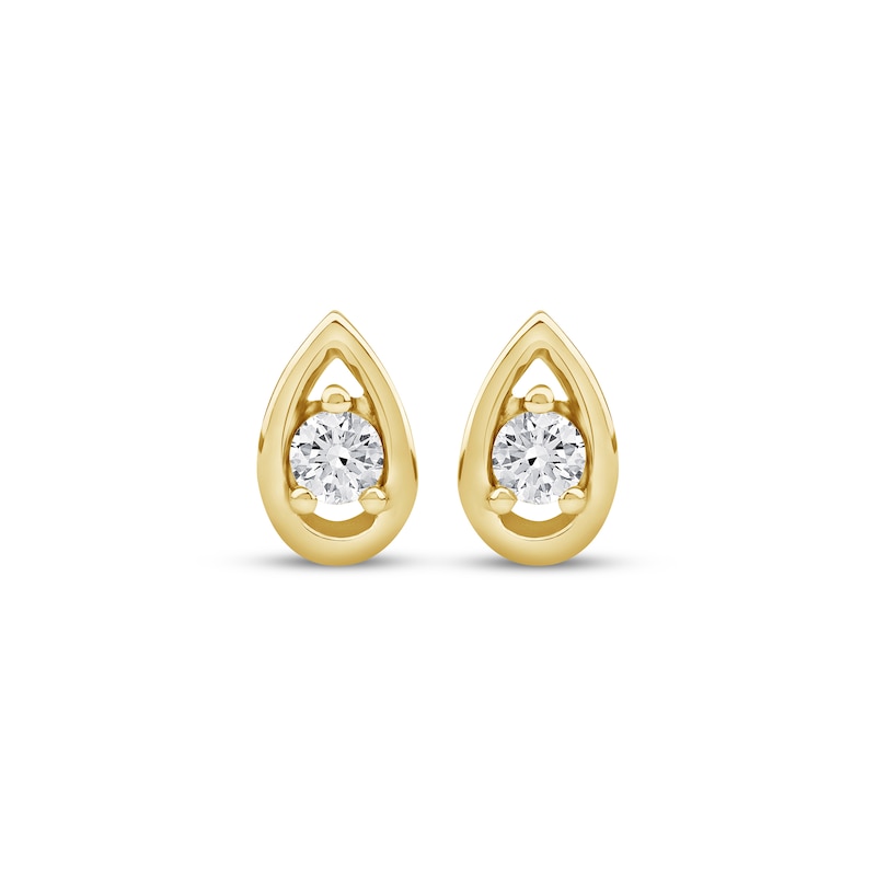 Main Image 2 of Diamond Solitaire Teardrop Stud Earrings 1/10 ct tw 10K Yellow Gold (I/I2)