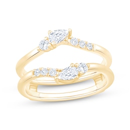Now + Forever Lab-Grown Diamonds Pear-Shaped & Round-Cut Contour Enhancer Ring 1/2 ct tw 14K Yellow Gold