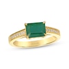 Thumbnail Image 1 of Le Vian Octagon-Cut Natural Emerald Ring 1/10 ct tw Diamonds 14K Honey Gold