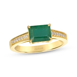 Le Vian Octagon-Cut Natural Emerald Ring 1/10 ct tw Diamonds 14K Honey Gold
