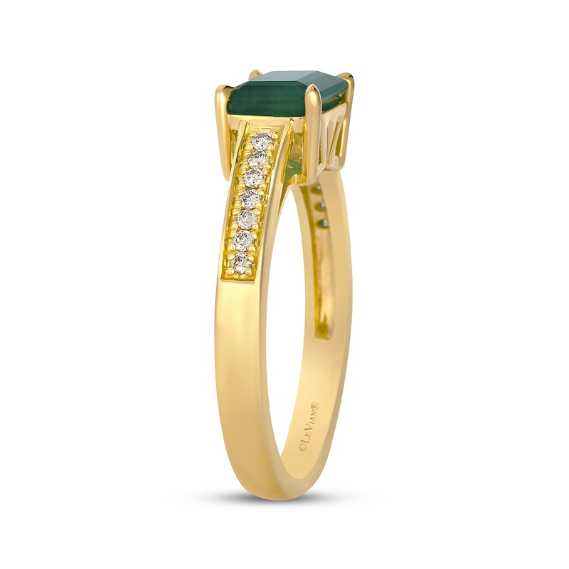 Main Image 2 of Le Vian Octagon-Cut Natural Emerald Ring 1/10 ct tw Diamonds 14K Honey Gold