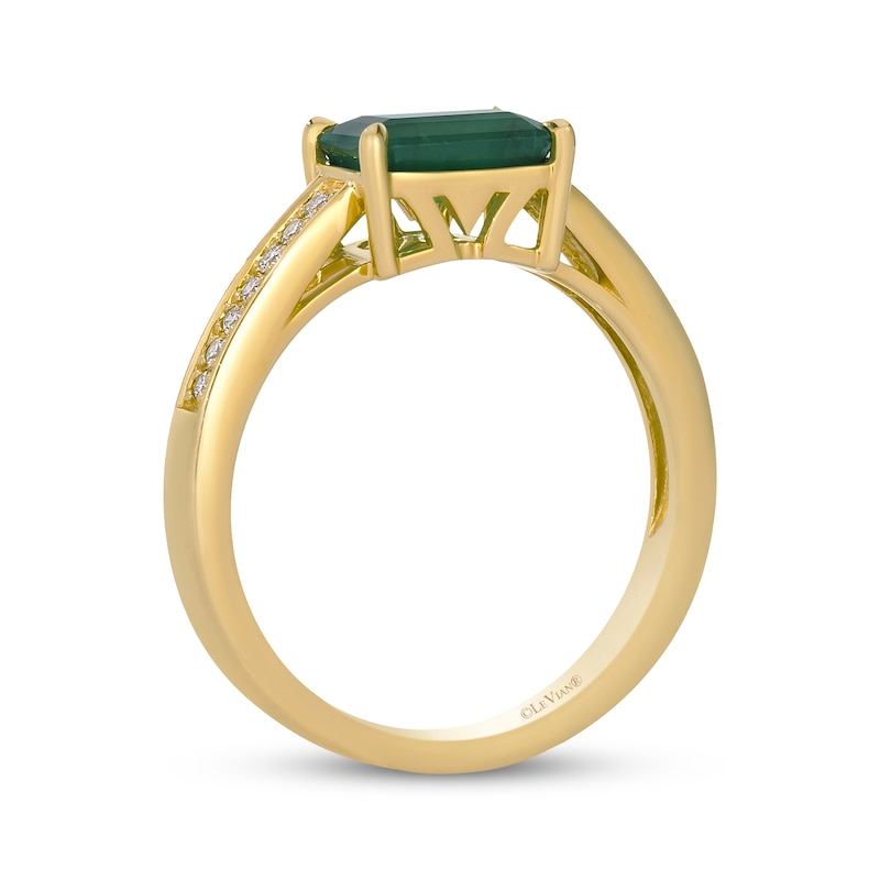 Main Image 3 of Le Vian Octagon-Cut Natural Emerald Ring 1/10 ct tw Diamonds 14K Honey Gold