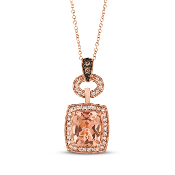 Le Vian Cushion-Cut Morganite Halo Necklace 1/4 ct tw Diamonds 14K Strawberry Gold 18"