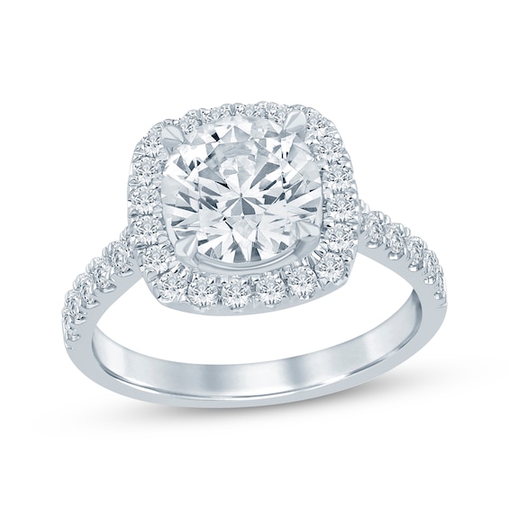 Lab-Grown Diamonds Round-Cut Halo Engagement Ring 2-1/2 ct tw 14K White Gold