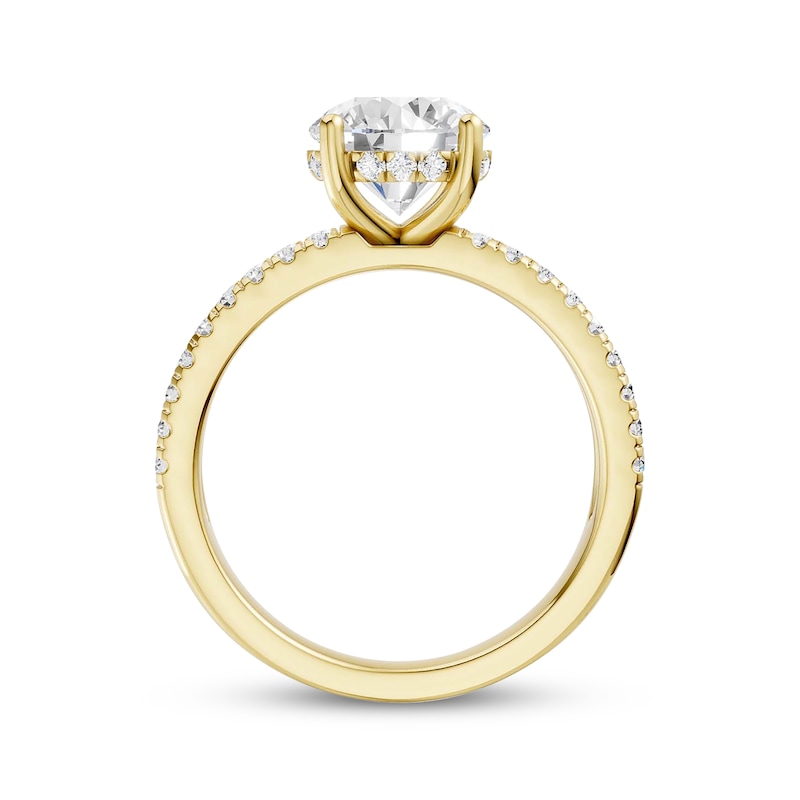 Main Image 4 of Now + Forever Lab-Grown Diamonds Round-Cut Hidden Halo Engagement Ring 2-1/2 ct tw 14K Yellow Gold
