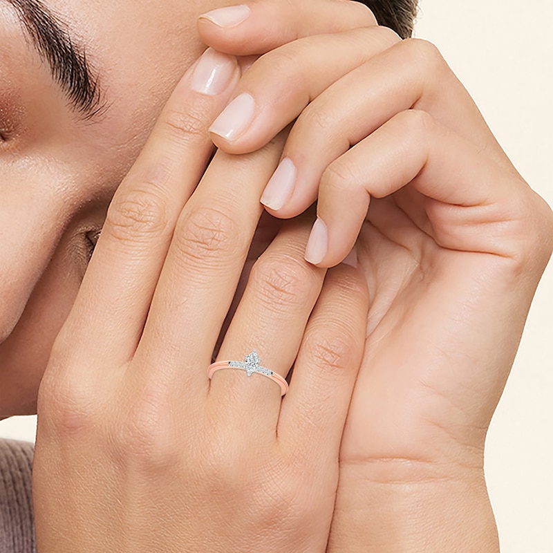 Main Image 6 of KAY Lab-Grown Diamond Marquise-Cut Promise Ring 1/6 ct tw 10K Rose Gold
