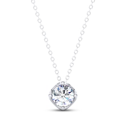 THE LEO Legacy Lab-Grown Diamond Round-Cut Solitaire Necklace 1/2 ct tw 14K White Gold 19" (F/VS2)
