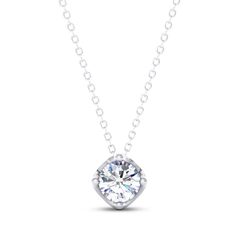 Main Image 1 of THE LEO Legacy Lab-Grown Diamond Round-Cut Solitaire Necklace 1/2 ct tw 14K White Gold 19" (F/VS2)
