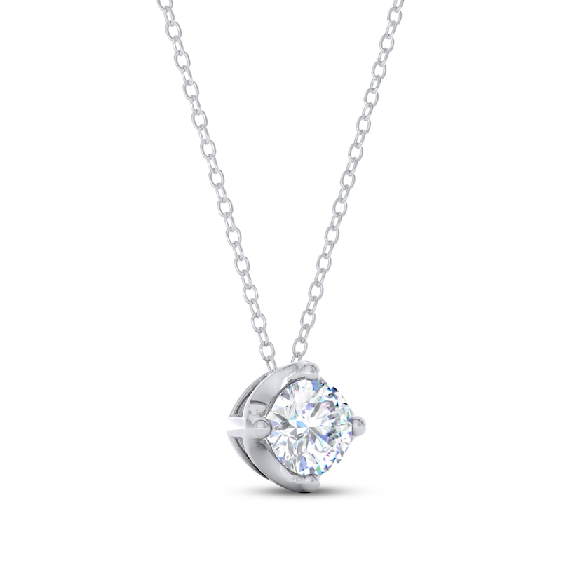 Main Image 2 of THE LEO Legacy Lab-Grown Diamond Round-Cut Solitaire Necklace 1/2 ct tw 14K White Gold 19" (F/VS2)