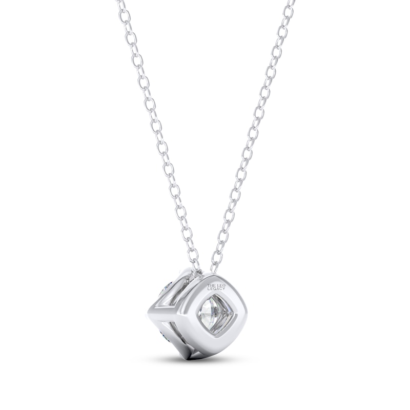 Main Image 3 of THE LEO Legacy Lab-Grown Diamond Round-Cut Solitaire Necklace 1/2 ct tw 14K White Gold 19" (F/VS2)