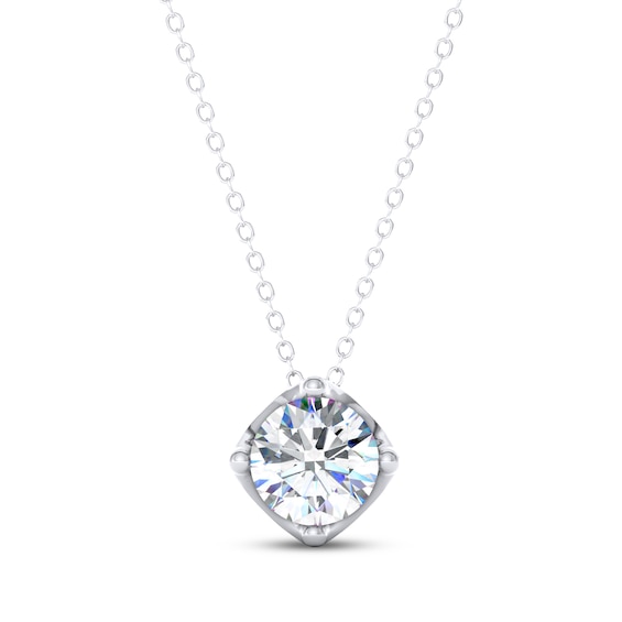 THE LEO Legacy Lab-Grown Diamond Round-Cut Solitaire Necklace 1 ct tw 14K White Gold 19" (F/VS2)