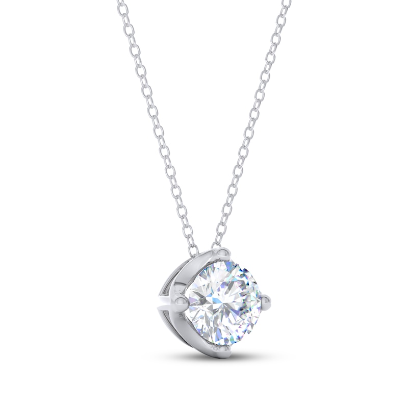 Main Image 2 of THE LEO Legacy Lab-Grown Diamond Round-Cut Solitaire Necklace 1 ct tw 14K White Gold 19" (F/VS2)