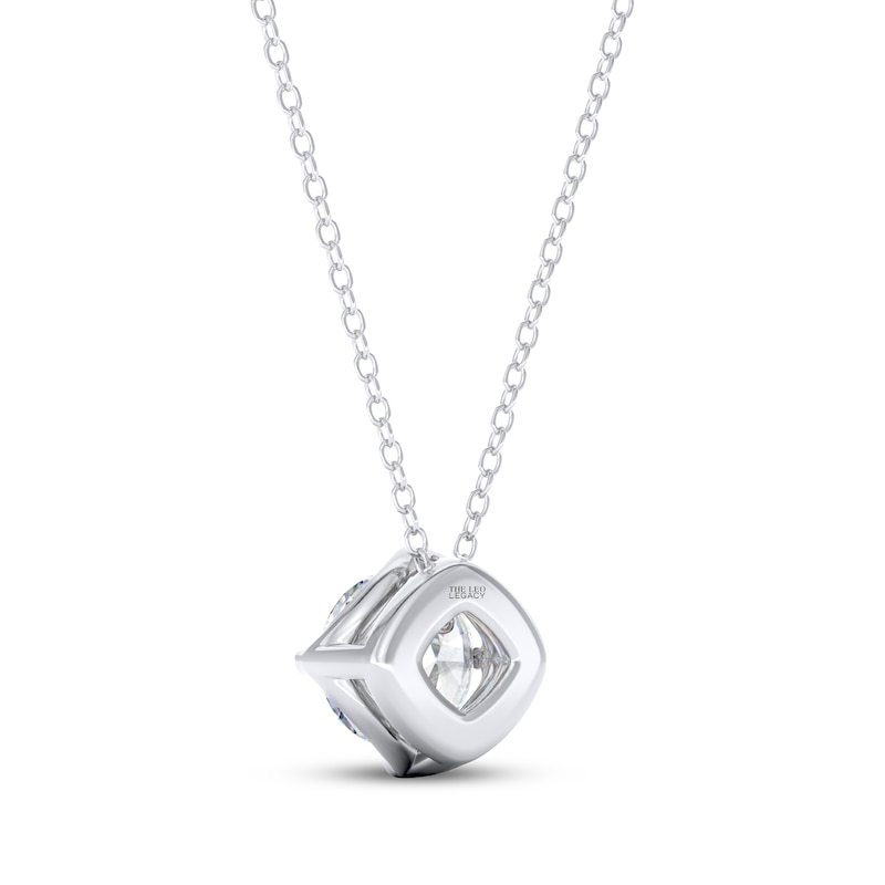 Main Image 3 of THE LEO Legacy Lab-Grown Diamond Round-Cut Solitaire Necklace 1 ct tw 14K White Gold 19" (F/VS2)
