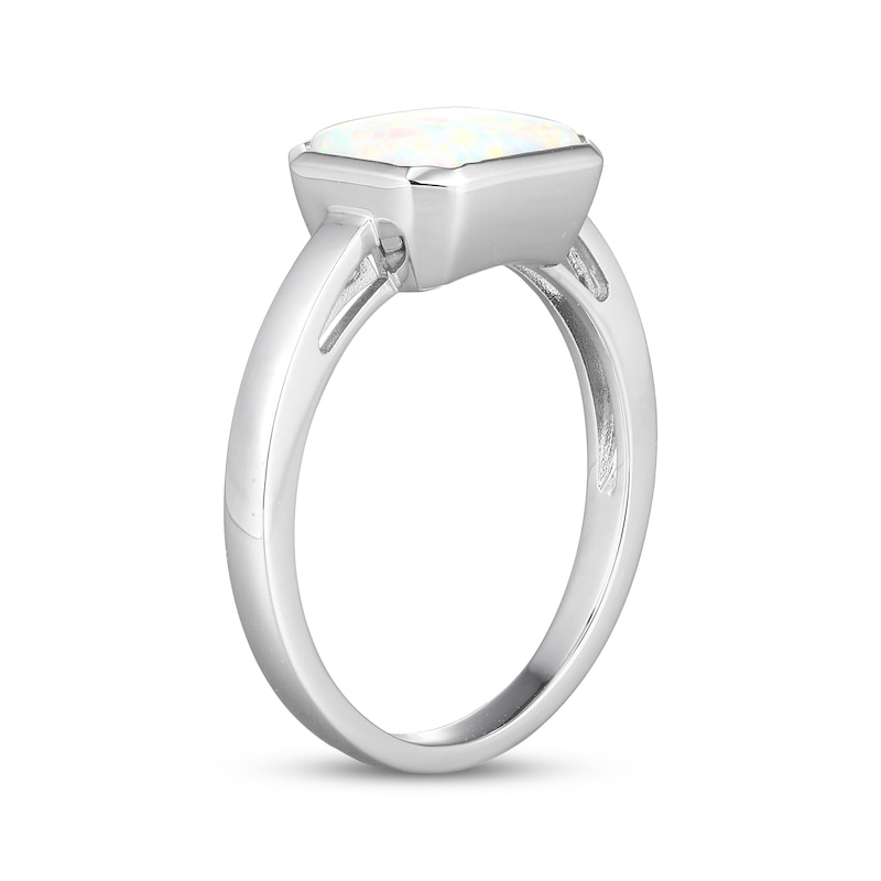 Main Image 2 of STUDIO BY KAY Emerald-Cut Lab-Created Opal Bezel-Set Solitaire Ring Sterling Silver