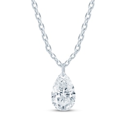 KAY Lab-Grown Diamonds Pear-Shaped Solitaire Necklace 1/4 ct tw 10K White Gold 18" (F/VS2)