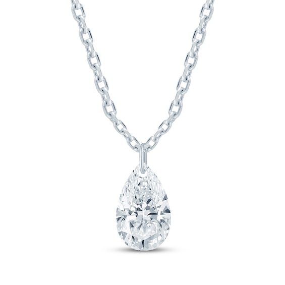 KAY Lab-Grown Diamonds Pear-Shaped Solitaire Necklace 1/4 ct tw 10K White Gold 18" (F/VS2)