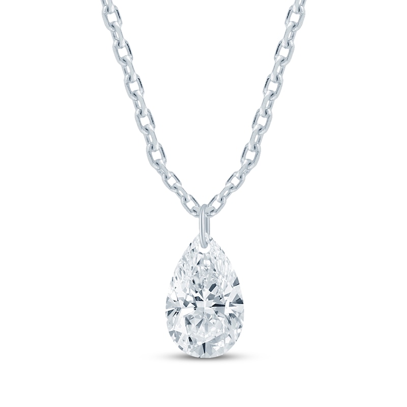 Main Image 1 of KAY Lab-Grown Diamonds Pear-Shaped Solitaire Necklace 1/4 ct tw 10K White Gold 18" (F/VS2)
