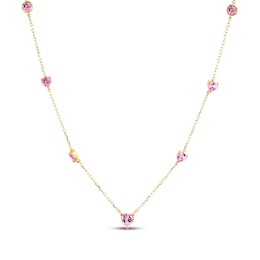 STUDIO BY KAY Heart-Shaped Pink Lab-Created Sapphire & White Lab-Created Sapphire Necklace 24K Yellow Gold Vermeil Sterling Silver 18"