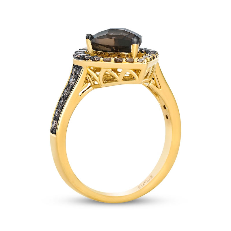 Main Image 3 of Le Vian Pear-Shaped Chocolate Quartz & Chocolate Ombré Diamonds Ring 3/4 ct tw 14K Honey Gold