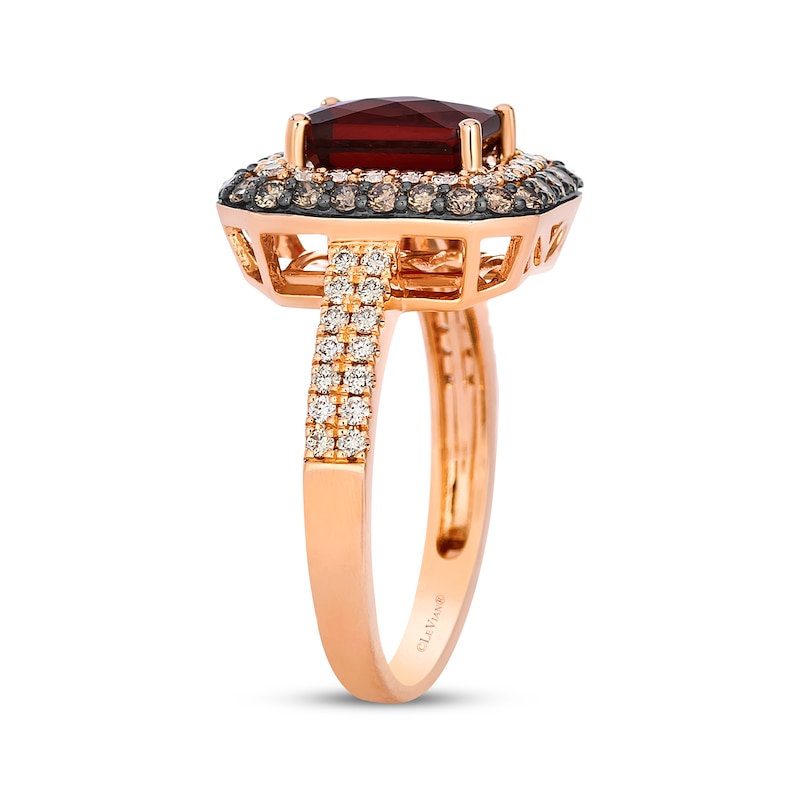 Main Image 2 of Le Vian Emerald-Cut Garnet Ring 7/8 ct tw Diamonds 14K Strawberry Gold