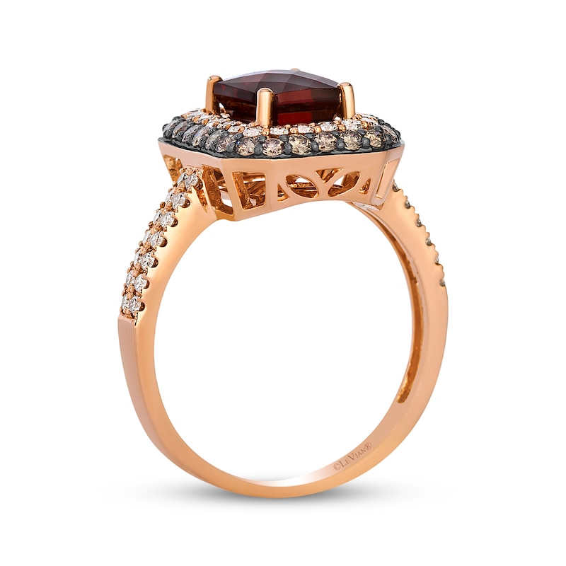Main Image 3 of Le Vian Emerald-Cut Garnet Ring 7/8 ct tw Diamonds 14K Strawberry Gold