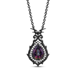 Disney Treasures The Nightmare Before Christmas Lab-Created Alexandrite & Diamond Necklace 1/10 ct tw Black Rhodium-Plated Sterling Silver 18"