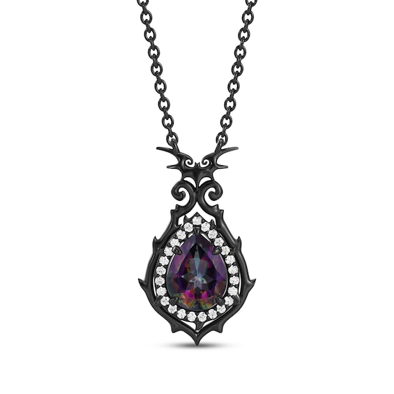 Disney Treasures The Nightmare Before Christmas Lab-Created Alexandrite & Diamond Necklace 1/10 ct tw Black Rhodium-Plated Sterling Silver 18"