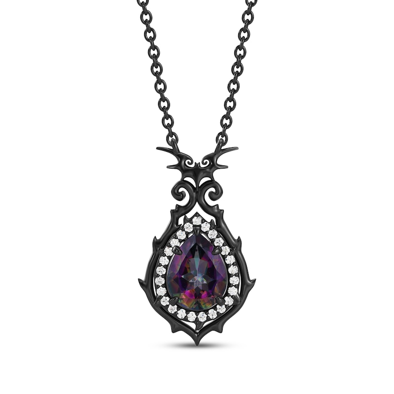 Main Image 1 of Disney Treasures The Nightmare Before Christmas Lab-Created Alexandrite & Diamond Necklace 1/10 ct tw Black Rhodium-Plated Sterling Silver 18"