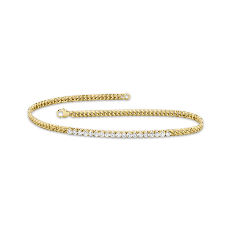 Main Image 1 of KAY Lab-Grown Diamonds Mini Curb Chain Bracelet 1/2 ct tw 10K Yellow Gold 7.25"