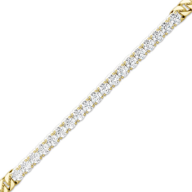Main Image 2 of KAY Lab-Grown Diamonds Mini Curb Chain Bracelet 1/2 ct tw 10K Yellow Gold 7.25"