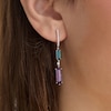 Thumbnail Image 4 of Le Vian Hexagon-Cut Blue Topaz & Amethyst Drop Earrings 1/8 ct tw Diamonds 14K Vanilla Gold