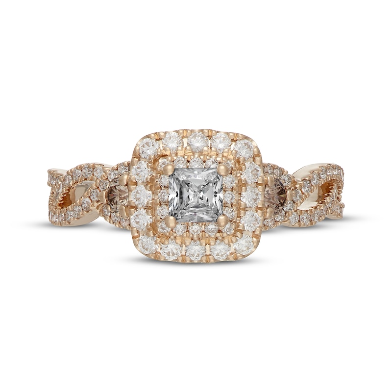 Main Image 3 of Neil Lane Desert Diamonds Princess-Cut Double Halo Engagement Ring 1 ct tw 14K Yellow Gold