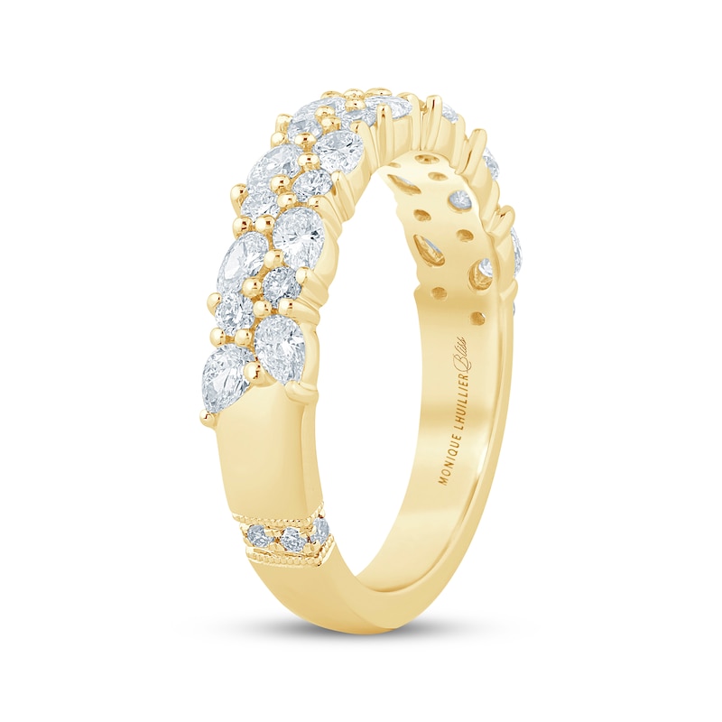 Main Image 2 of Monique Lhuillier Bliss Pear-Shaped & Round-Cut Lab-Grown Diamond Two-Row Anniversary Ring 3/4 ct tw 18K Yellow Gold