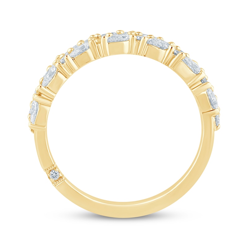 Main Image 3 of Monique Lhuillier Bliss Pear-Shaped & Round-Cut Lab-Grown Diamond Two-Row Anniversary Ring 3/4 ct tw 18K Yellow Gold