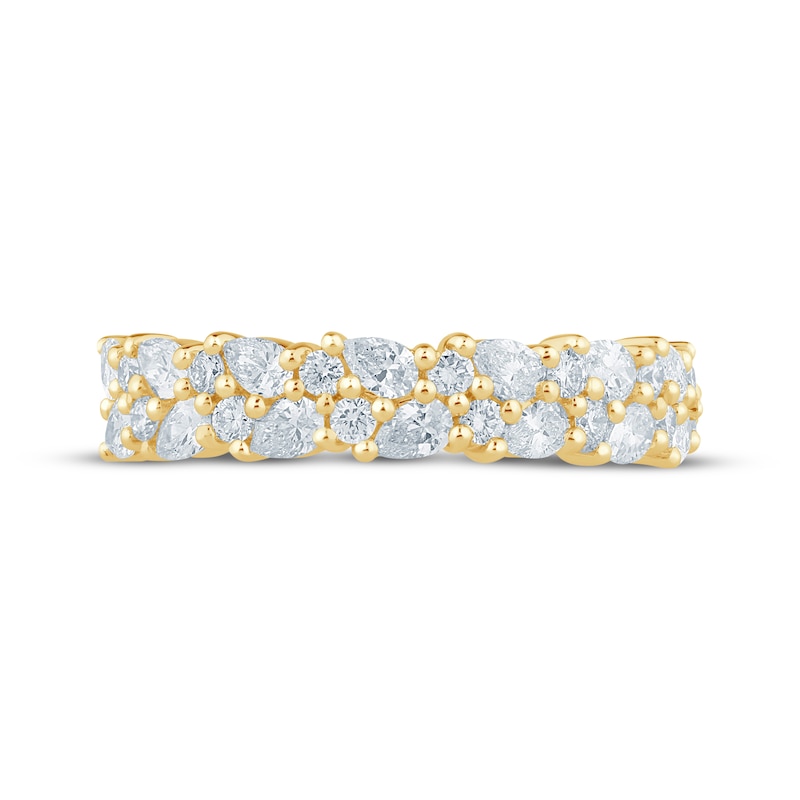Main Image 4 of Monique Lhuillier Bliss Pear-Shaped & Round-Cut Lab-Grown Diamond Two-Row Anniversary Ring 3/4 ct tw 18K Yellow Gold