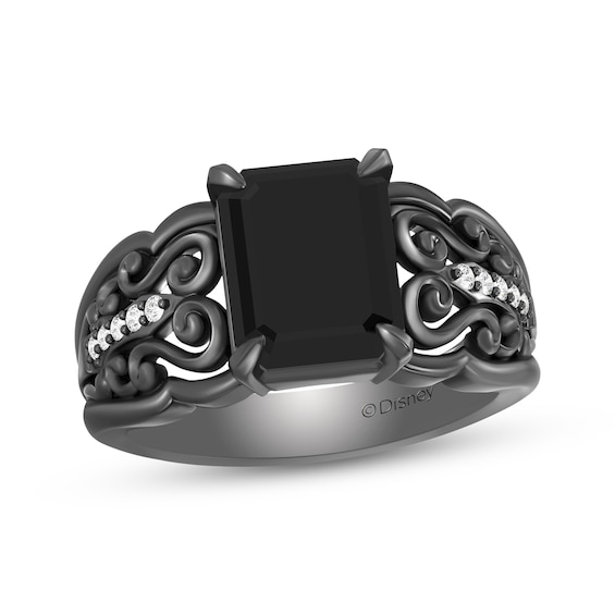 Disney Treasures The Haunted Mansion Black Onyx & Diamond Ring 1/15 ct tw Black Rhodium-Plated Sterling Silver