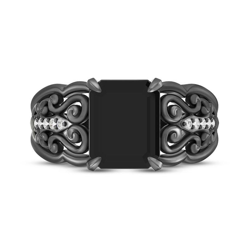 Main Image 4 of Disney Treasures The Haunted Mansion Black Onyx & Diamond Ring 1/15 ct tw Black Rhodium-Plated Sterling Silver
