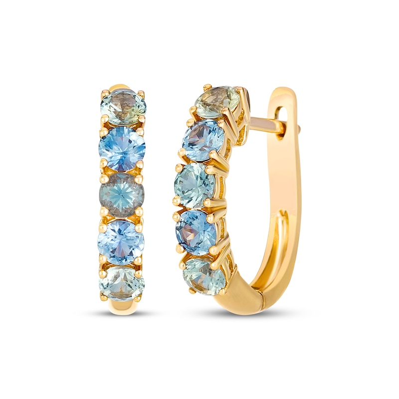 Main Image 1 of Le Vian Montana Sapphire Ombré Hoop Earrings 14K Honey Gold