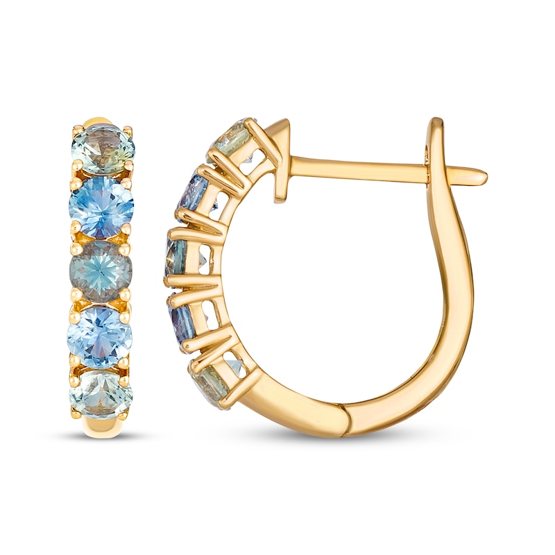 Main Image 3 of Le Vian Montana Sapphire Ombré Hoop Earrings 14K Honey Gold