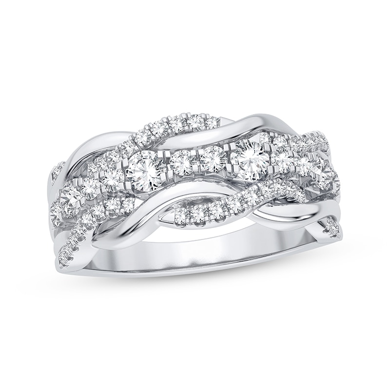 Main Image 1 of Now + Forever Round-Cut Diamond Multi-Row Twist Anniversary Band 1/2 ct tw 14K White Gold