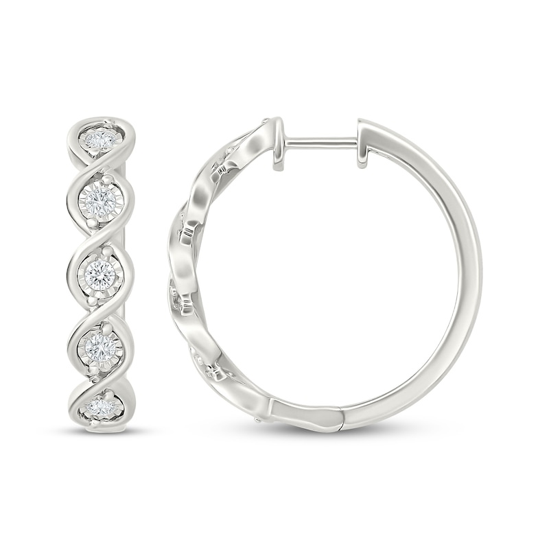 Main Image 3 of KAY Lab-Grown Diamonds Twist Hoop Earrings 1/10 ct tw Sterling Silver