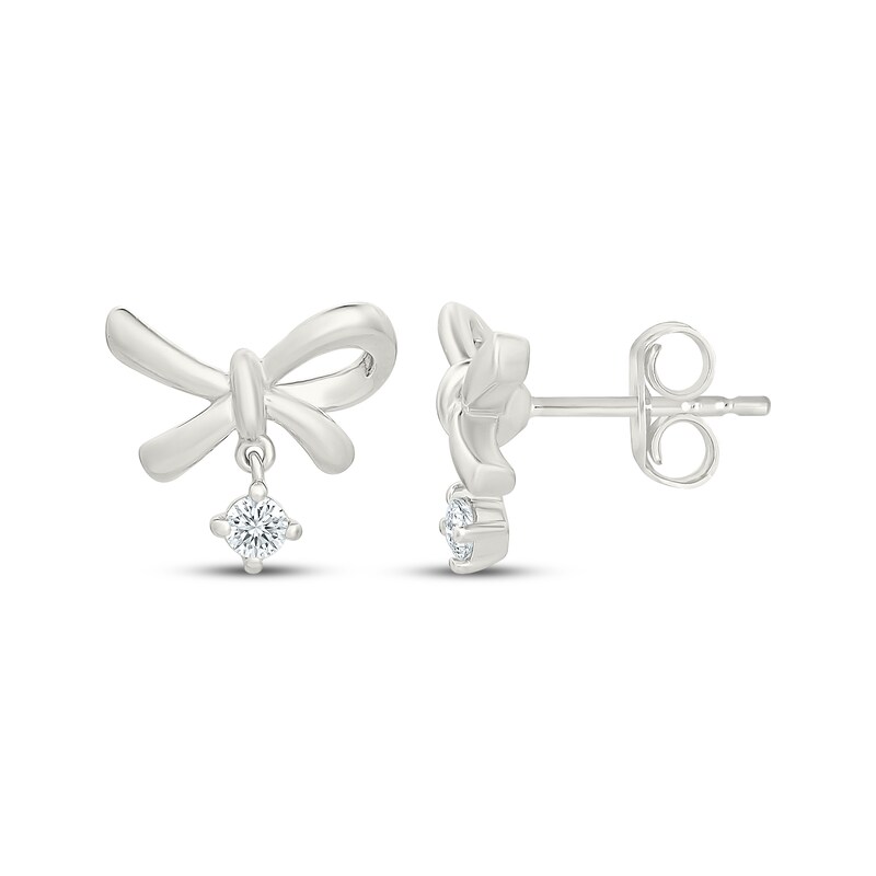 Main Image 3 of KAY Lab-Grown Diamonds Bow Stud Dangle Earrings 1/10 ct tw Sterling Silver