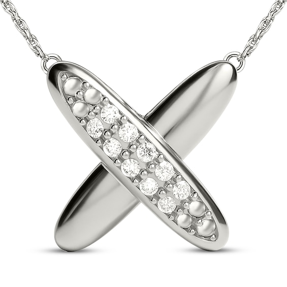 Diamond "X" Necklace 1/15 ct tw Sterling Silver 18"