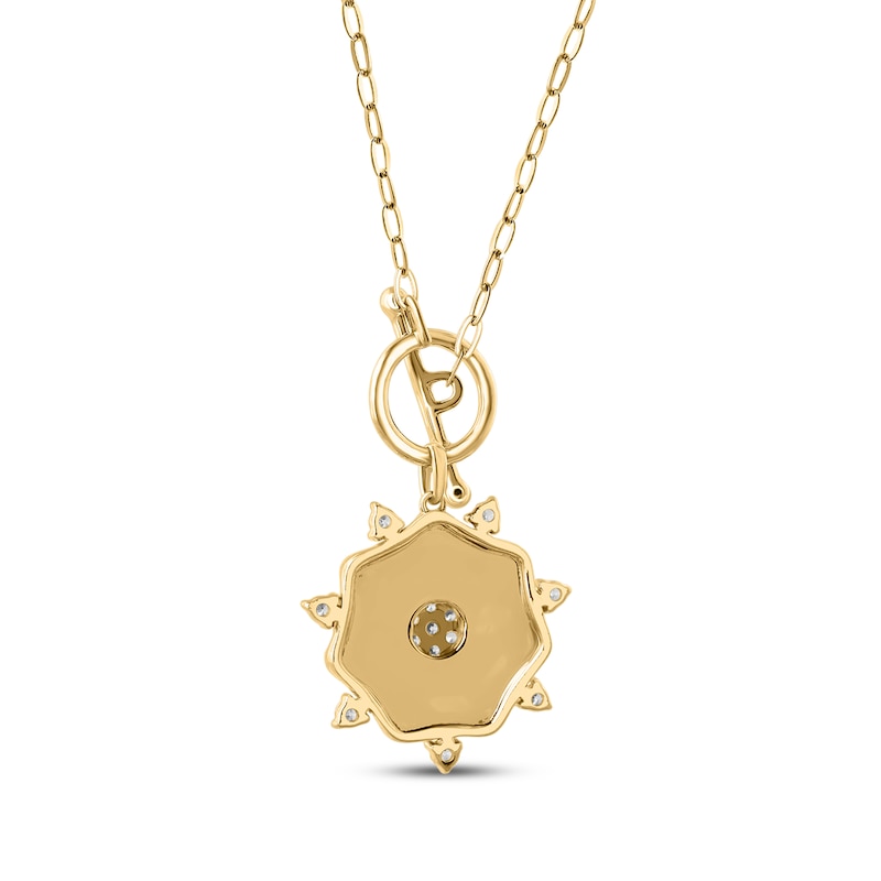 Main Image 3 of STUDIO BY KAY Lab-Grown Diamond Textured Flower Toggle Necklace 1/4 ct tw 24K Yellow Gold Vermeil Sterling Silver 18"