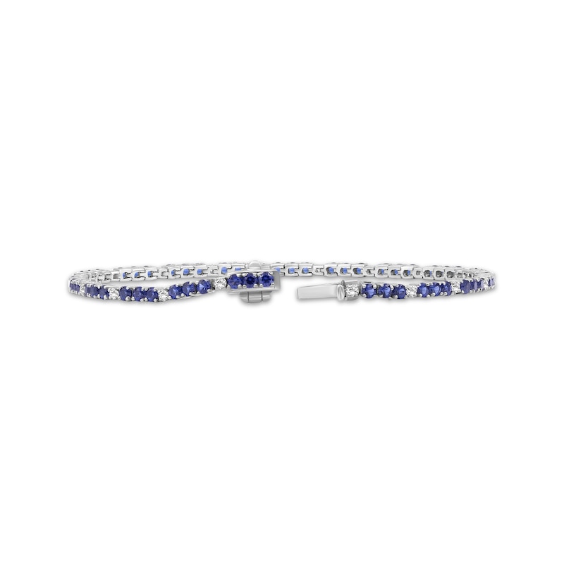 Main Image 2 of Blue & White Lab-Created Sapphire Line Bracelet Sterling Silver 7.5"