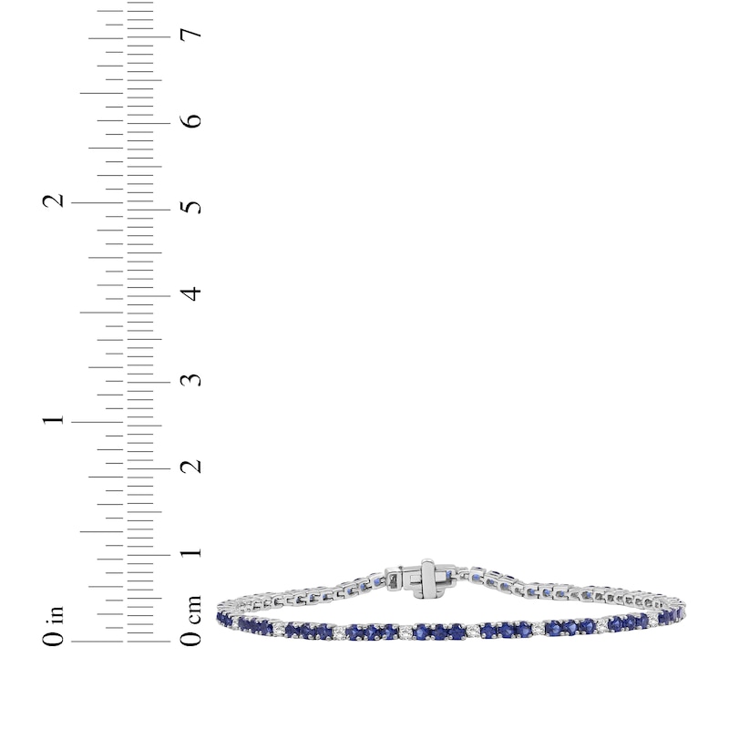 Main Image 3 of Blue & White Lab-Created Sapphire Line Bracelet Sterling Silver 7.5"