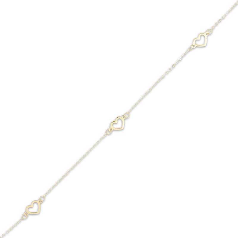 Main Image 2 of Heart Station Necklace Hollow 10K Yellow Gold 18"