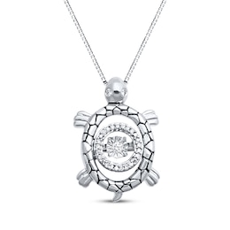 Unstoppable Love 1/15 ct tw Necklace Sterling Silver Turtle 18"