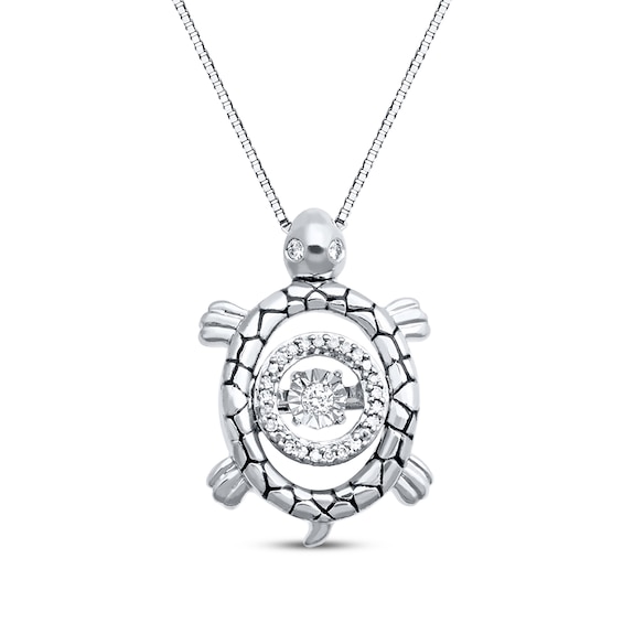 Unstoppable Love 1/15 ct tw Necklace Sterling Silver Turtle 18"